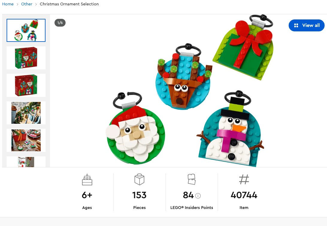 LEGO® Christmas Ornament Selection