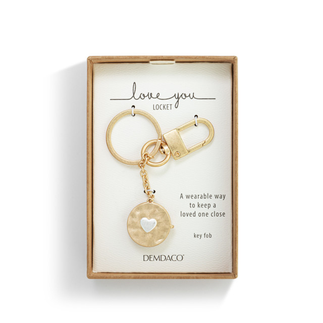 Love You Locket Key Fob Gold