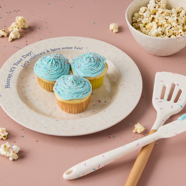 Cupcakes on a melamine celebration plate