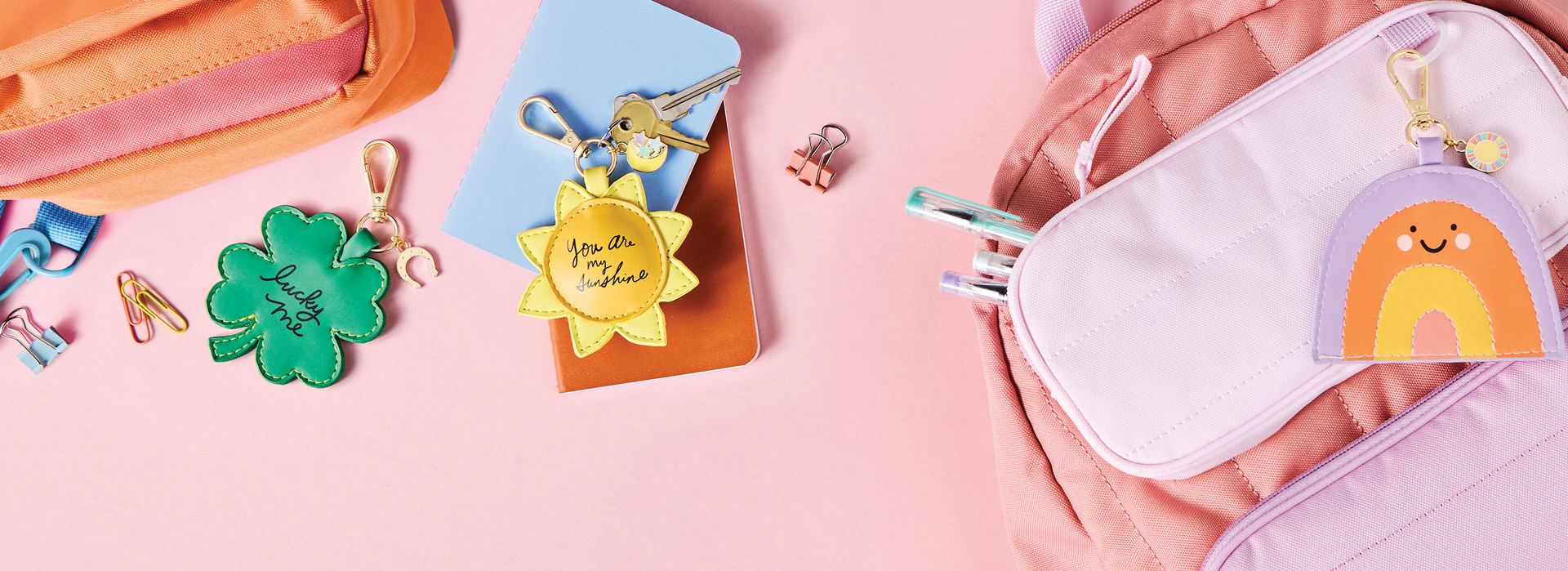 Back-to-school backpacks with DEMDACO keychain charms