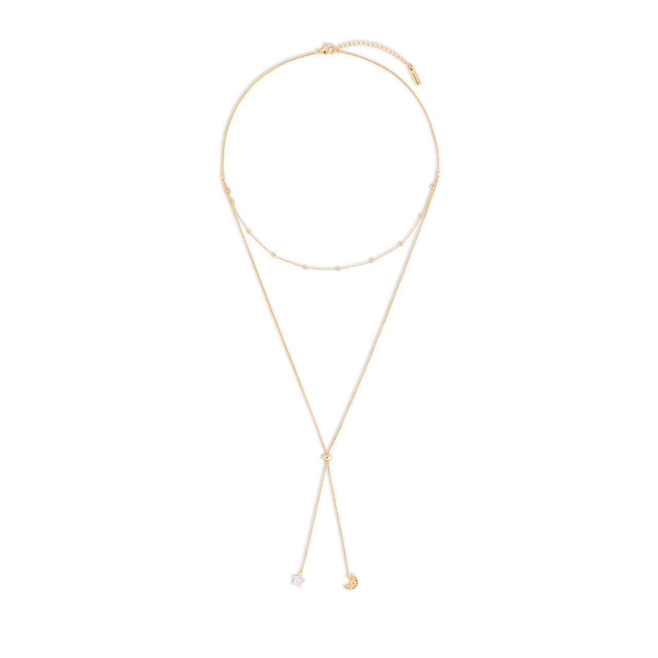 Lariat Charm Necklace - Moon and Stars