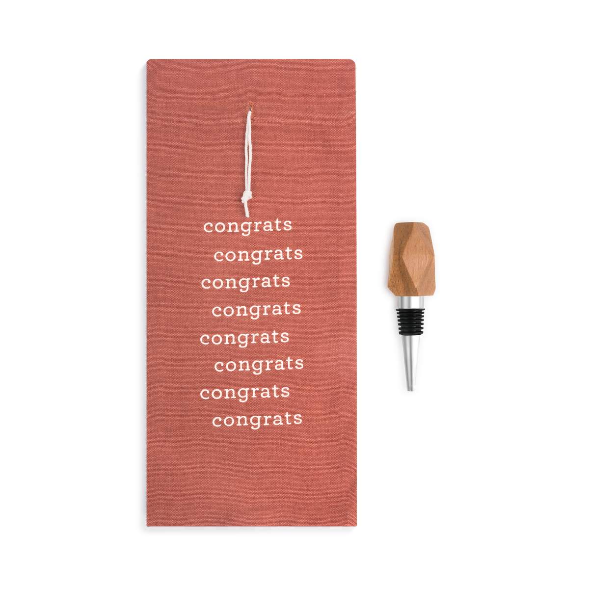 Congrats Wine Bottle Bag and Stopper