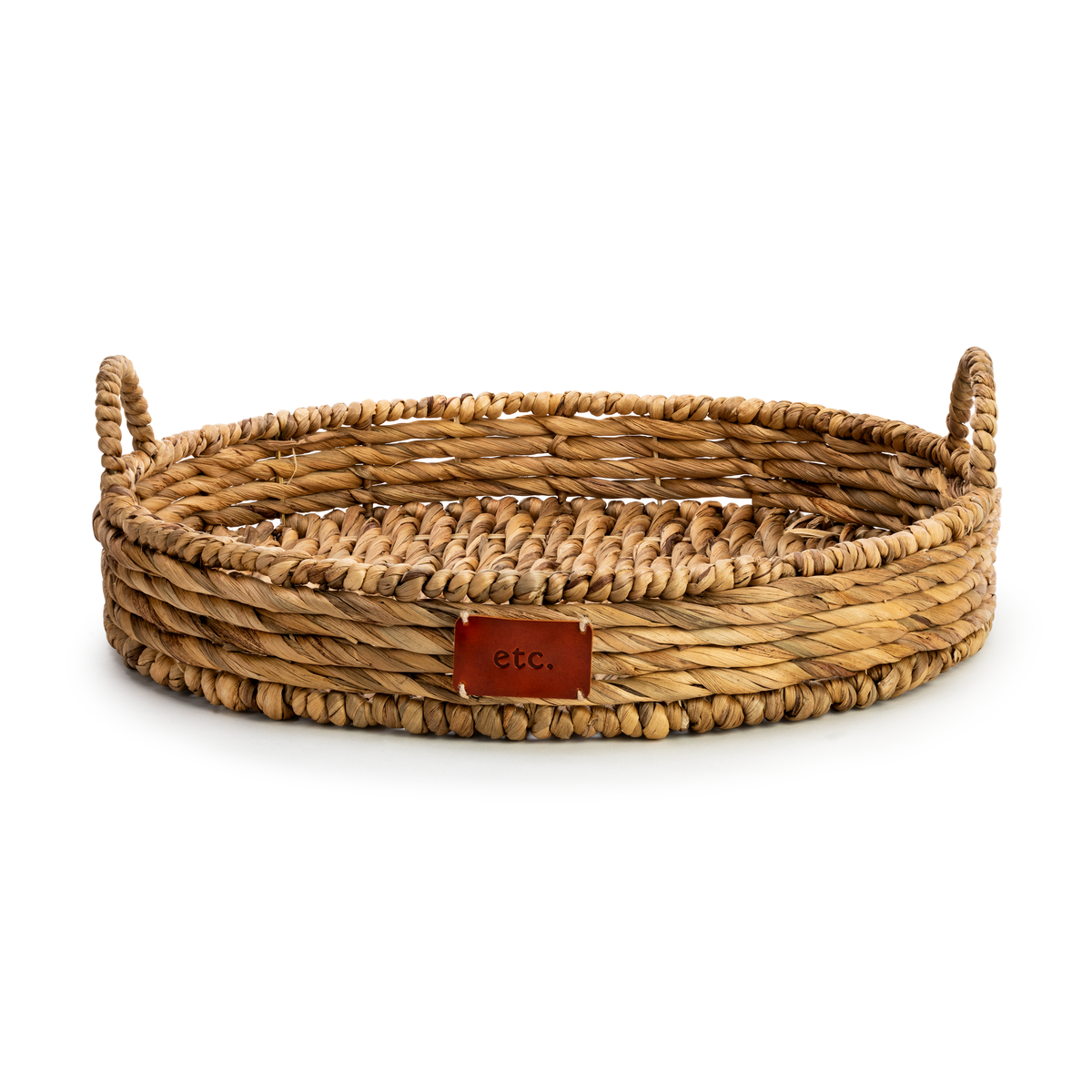 Round wicker basket with patch