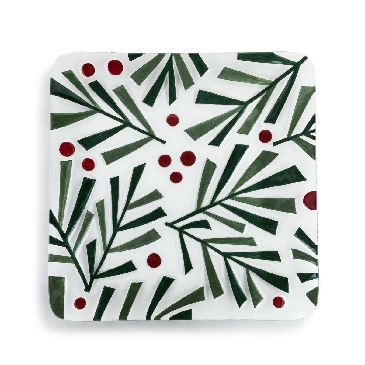 holly berry square plate