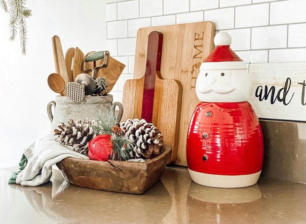 Snow Day Santa Cookie Jar