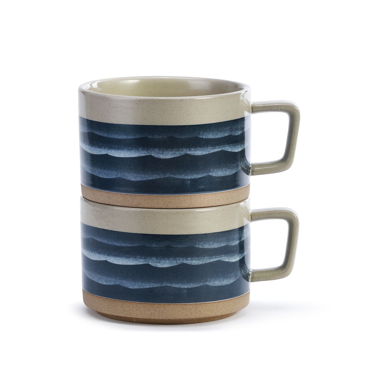 lake waves ceramic soup mug set of two